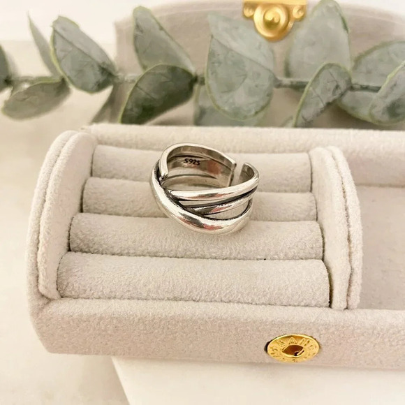 925 Sterling Silver Chunky Wrap Ring Minimalist Thick Bold Ring - Picture 6 of 7